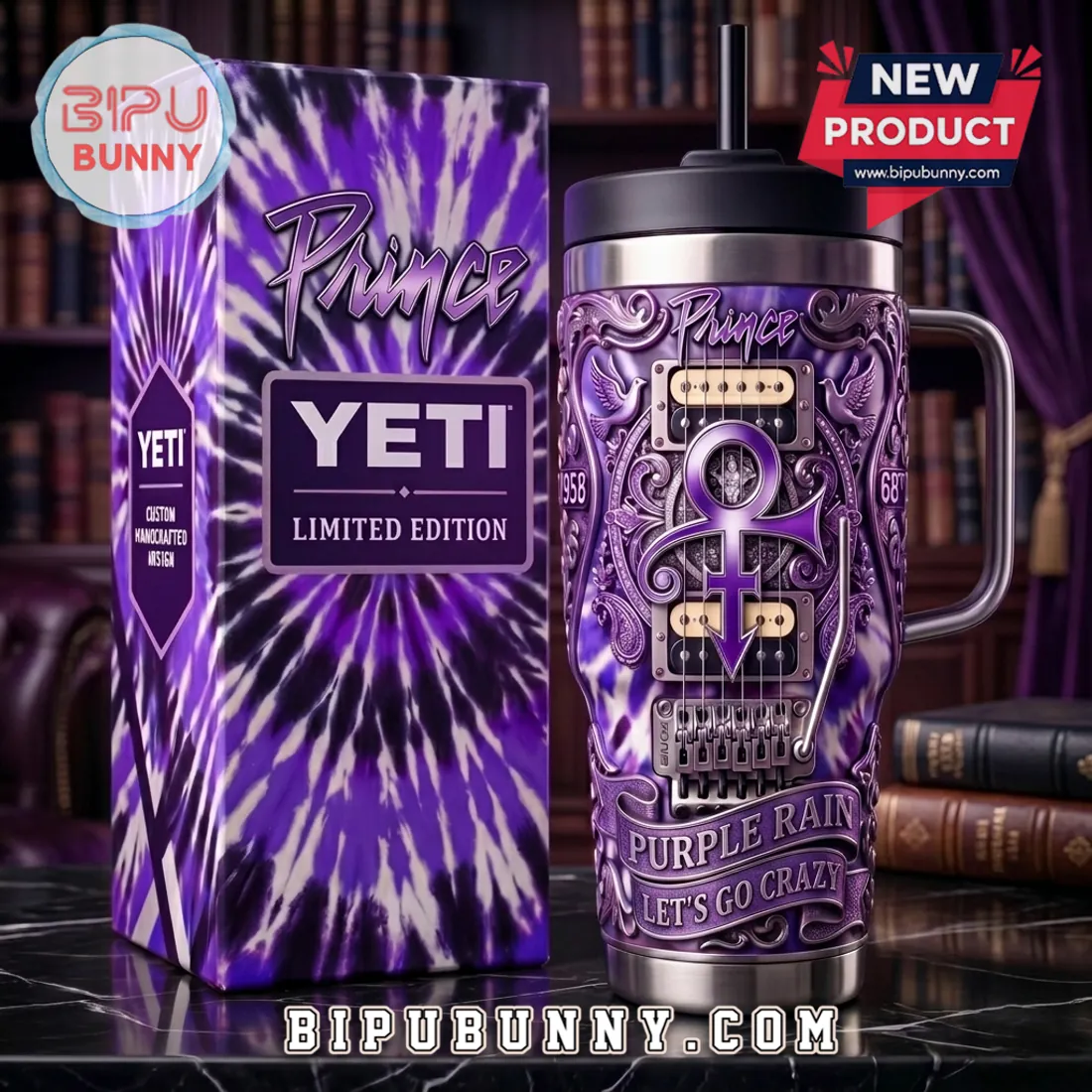 Prince x Yeti Purple Rain Embossed Stainless Steel 40oz Tumbler Prince x Yeti Purple Rain Embossed Stainless Steel 40oz Tumbler