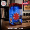 Red Hot Chili Peppers resin lamp with red asterisk logo, miniature bass guitar, microphone, and blue LED lighting.!