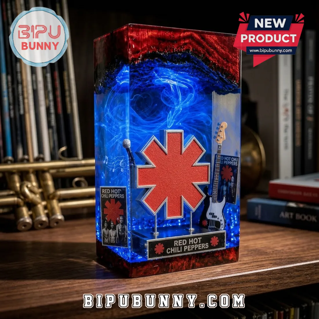 【超レア】RED HOT CHILI PEPPERS スタンドライト 照明 Red Hot Chili Peppers Asterisk Logo Resin Lamp - Bipubunny Store