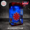 Red Hot Chili Peppers resin lamp with glowing blue LED, bass guitar, microphone, and iconic red asterisk logo.!