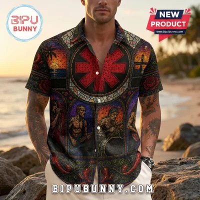 Red Hot Chili Peppers Californication Vintage Stained Glass Hawaiian Shirt