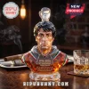 Rocky Balboa crystal decanter with boxing glove topper, featuring 1976-2026 text on a faceted amber glass bust.!