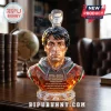 Crystal Rocky Balboa bust decanter featuring an amber liquid, boxing glove stopper, and 50th anniversary engraved text.!