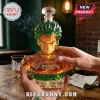 Roronoa Zoro One Piece faceted glass decanter with green hair and 1997-2027 30th anniversary text, held in two hands.!
