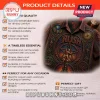 Rush band themed button-up shirt featuring a 2112 starman graphic, stained glass patterns, and metallic leather texture.!