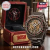 Rush Clockwork Angels themed metal wristwatch and red leather presentation box with silver Starman logo inlay.!