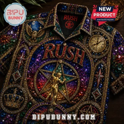 Rush Stained Glass Motif Hawaiian Shirt