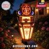 Rush band themed solar garden light with Starman logo, electric guitars, drums, and stained-glass panels in a garden.!