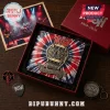 Rush themed bi-fold wallet featuring tie-dye pattern, metal gear emblem, 2112 text, and Spirit of Radio ribbon in gift box.!