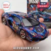 Die-cast Lamborghini Aventador toy car with Rush band branding, blue nebula graphics, and a Starman logo on the hood.!