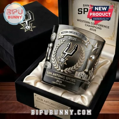 San Antonio Spurs 2026 Western Conference Champions Embossed Whiskey Glass