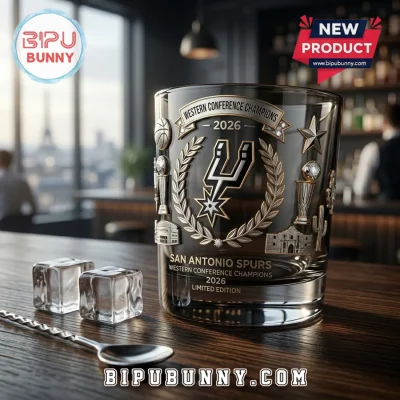 San Antonio Spurs 2026 Western Conference Champions Embossed Whiskey Glass