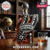 San Antonio Spurs themed glass whiskey decanter shaped like a basketball hoop with a basketball cork and matching tumbler.!