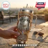San Antonio Spurs 2026 Western Conference Champions stainless steel tumbler with gold filigree and city skyline embossing.!