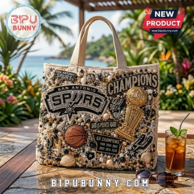 San Antonio Spurs Beaded Rhinestone Champions Tote Bag