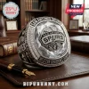 San Antonio Spurs Western Conference championship ring with silver metal finish, inset diamonds, and basketball centerpiece.!
