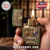 Scooby-Doo 57th anniversary metal lighter in green and brass featuring the Mystery Inc. gang and a lit flame.!