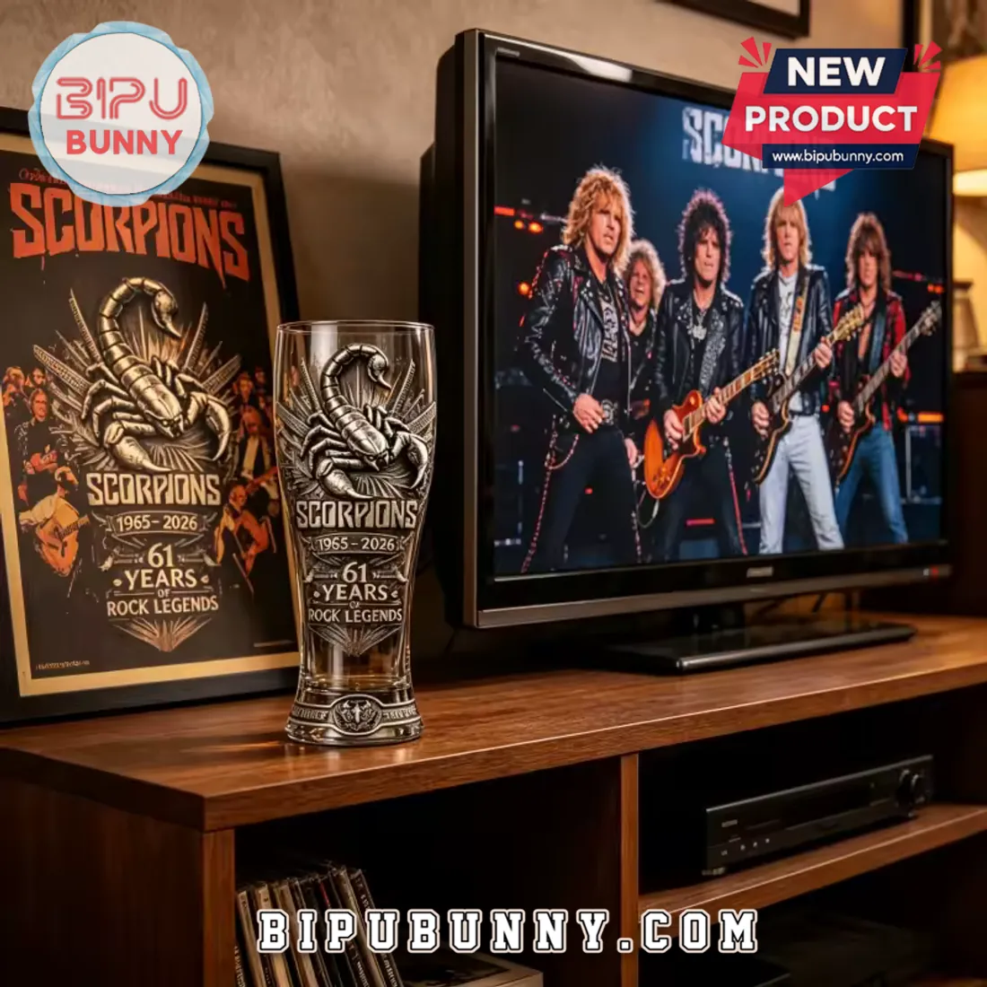Scorpions Band 61st Anniversary 1965-2026 Collectible Pilsner Beer Glass Scorpions Band 61st Anniversary 1965-2026 Collectible Pilsner Beer Glass