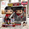 Sebastian Aho vinyl figure in red hockey gear holding a silver trophy on a base with a Carolina State Champions box.!