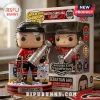 Sebastian Aho vinyl figure in Carolina Hurricanes jersey holding a silver trophy on a branded display base with retail box.!