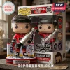 Vinyl figure of Sebastian Aho in red Carolina Hurricanes jersey holding a silver trophy on a trophy-themed display base.!
