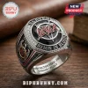 Slayer band championship ring with black stone, red Slayer logo, and text Seasons, Reign in Blood, and Huntington Park.!