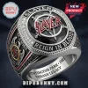 Slayer band championship ring featuring red enamel logo, black stone, silver eagle carvings, and Seasons in the Abyss text.!