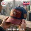 Navy blue and maroon Spider-Man baseball cap with leather patch, metal spider logo, and personalized name embroidery.!