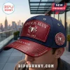 Navy blue and red baseball cap with faux leather front panel featuring Spiderman logo and text Est. 1962.!