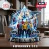 Star Trek 60th anniversary diorama featuring miniature figurines of the TOS crew, USS Enterprise, and a lit delta badge base.!