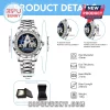 Star Trek 60th anniversary stainless steel watch with crystal bezel, 43mm dial, and silver link bracelet.!