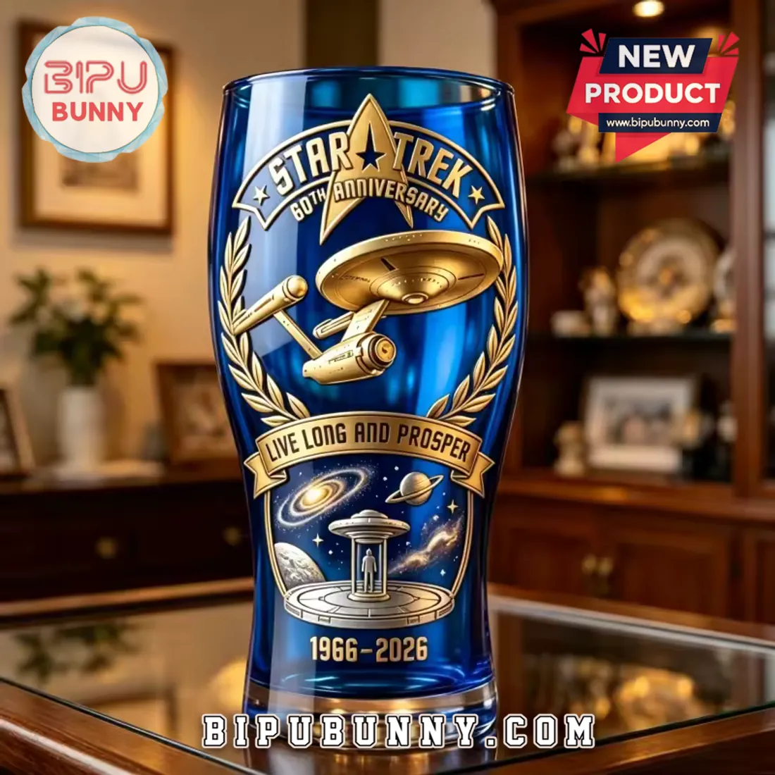 Star Trek USS Enterprise 60th Anniversary Collectible Beer Glass Star Trek USS Enterprise 60th Anniversary Collectible Beer Glass