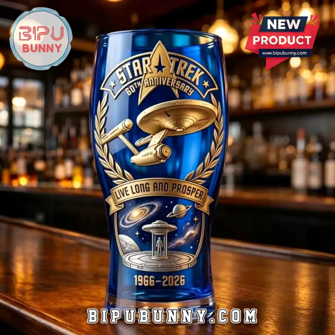 Star Trek USS Enterprise 60th Anniversary Collectible Beer Glass Star Trek USS Enterprise 60th Anniversary Collectible Beer Glass