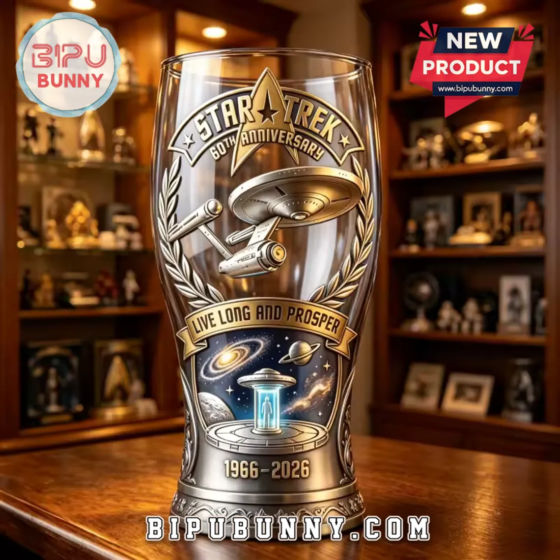 Star Trek USS Enterprise 60th Anniversary Collectible Beer Glass Star Trek USS Enterprise 60th Anniversary Collectible Beer Glass