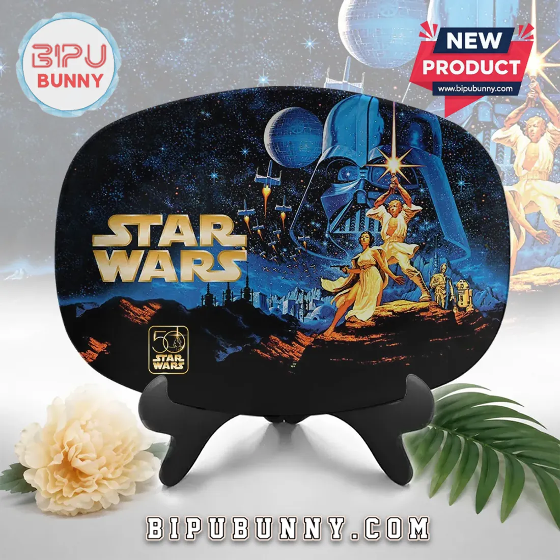 Star Wars 50th Anniversary Collectible Display Plate Star Wars 50th Anniversary Collectible Display Plate