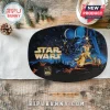 Oval Star Wars ceramic serving platter featuring Darth Vader, Luke Skywalker, and Princess Leia on a dark space background.!