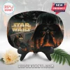 Star Wars 50th anniversary decorative oval plate featuring Darth Vader, Mustafar lava landscape, and spacecraft in background.!