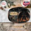 Oval Star Wars Darth Vader serving tray featuring a 50th-anniversary logo and volcanic planet background on wooden table.!