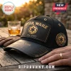 Black Star Wars baseball cap with gold Imperial emblem, Est. 1977 patch, personalized brim, and Galactic Empire side logo.!