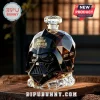 Black faceted glass helmet decanter labeled The Dark Father 50th Anniversary 1977-2027 with a clear crystal stopper.!