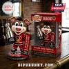 Carolina Hurricanes mascot figurine holding a 2026 Stanley Cup replica, wearing a red jersey, displayed in branded box.!