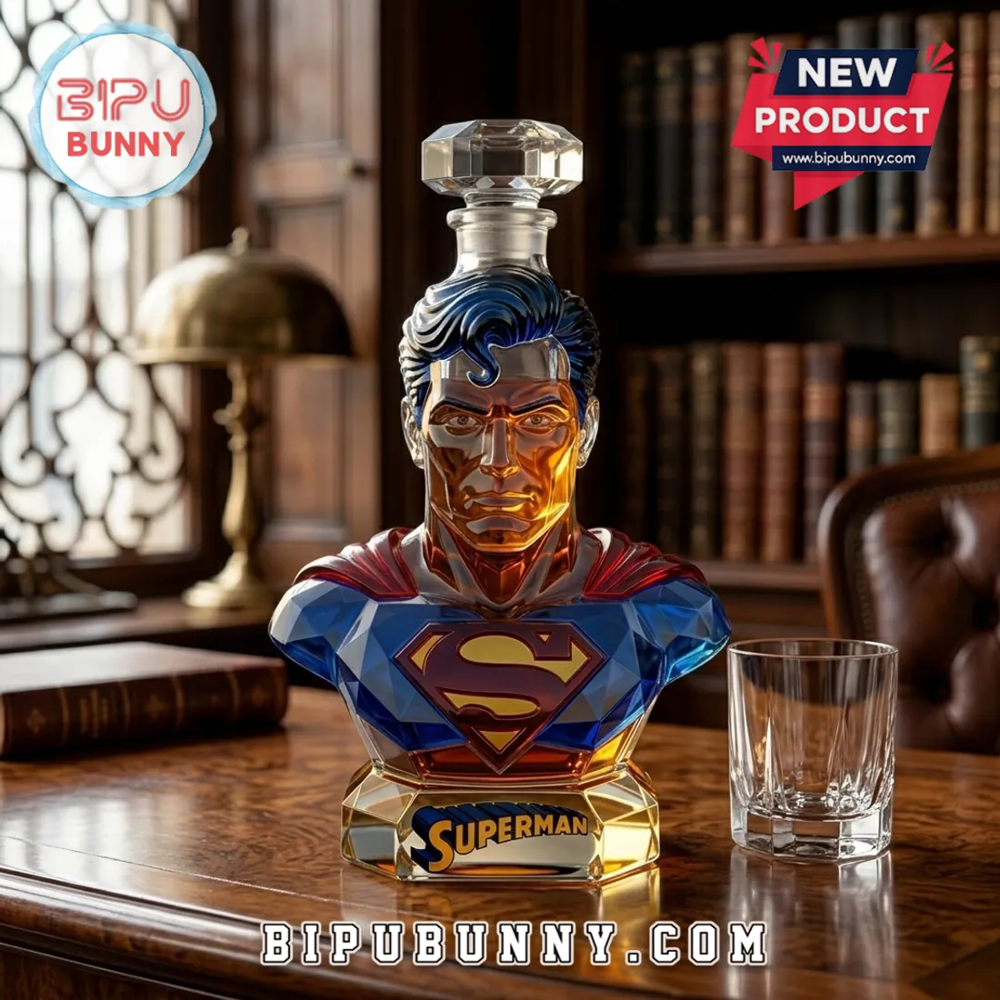 Superman Bust Design Sculpted Whiskey Bottle Superman Bust Design Sculpted Whiskey Bottle