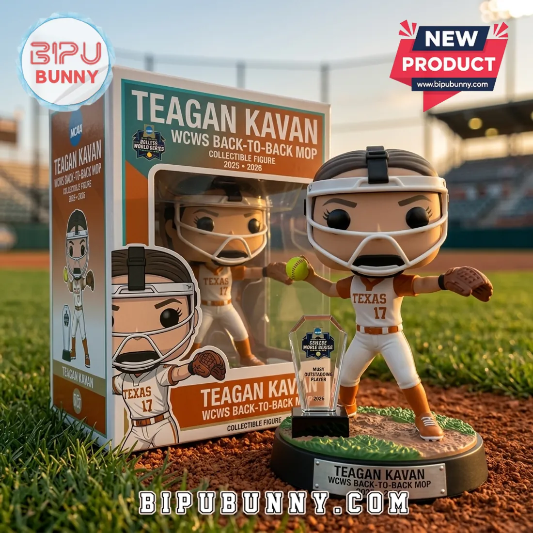 Teagan Kavan Texas Longhorns WCWS Back-to-Back MOP 2025-2026 Vinyl Figure Teagan Kavan Texas Longhorns WCWS Back-to-Back MOP 2025-2026 Vinyl Figure