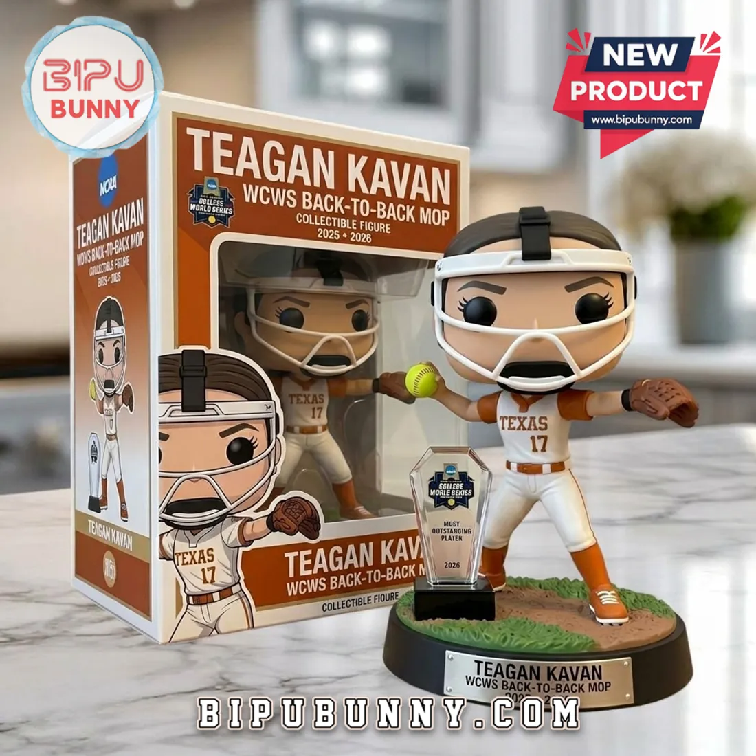 Teagan Kavan Texas Longhorns WCWS Back-to-Back MOP 2025-2026 Vinyl Figure Teagan Kavan Texas Longhorns WCWS Back-to-Back MOP 2025-2026 Vinyl Figure
