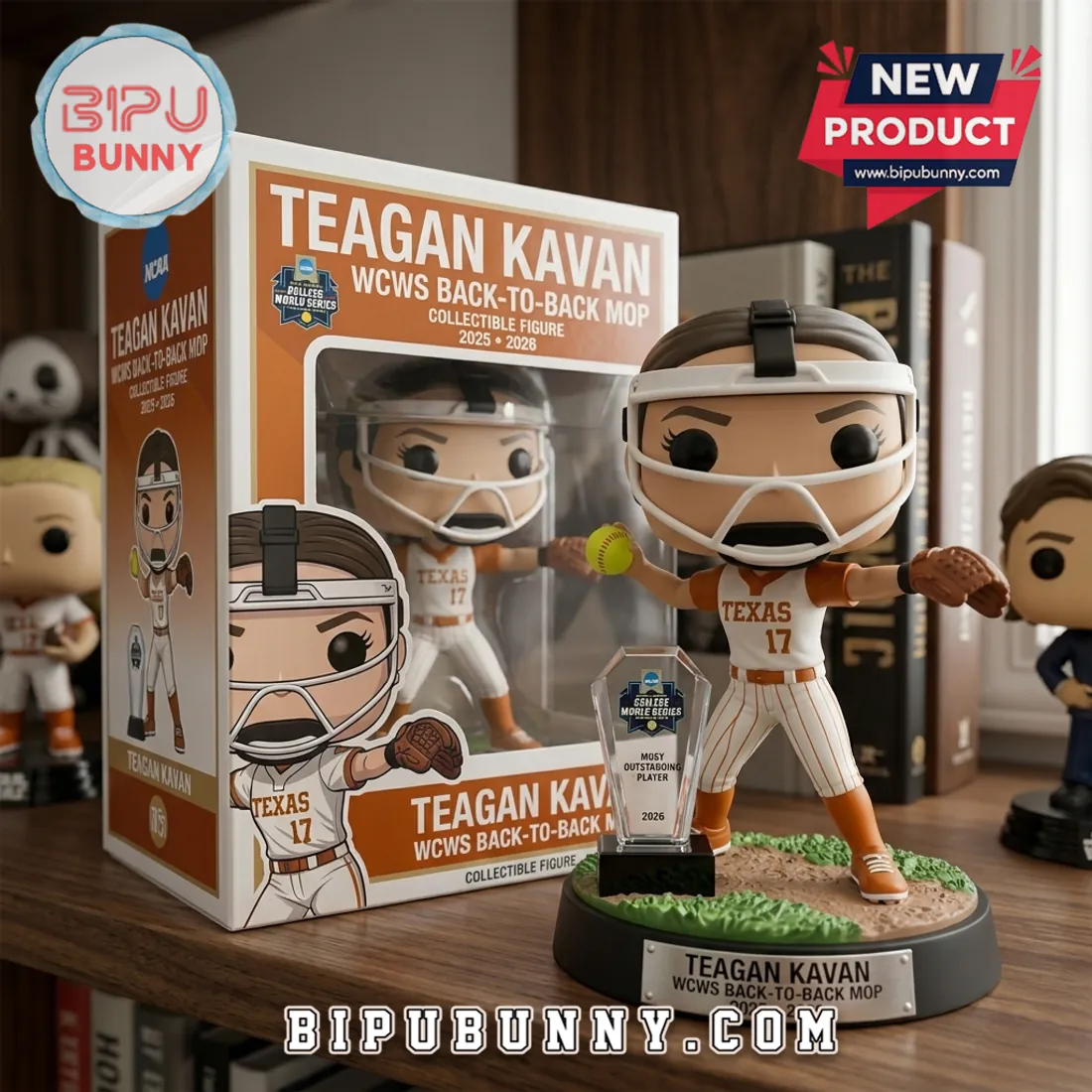 Teagan Kavan Texas Longhorns WCWS Back-to-Back MOP 2025-2026 Vinyl Figure Teagan Kavan Texas Longhorns WCWS Back-to-Back MOP 2025-2026 Vinyl Figure