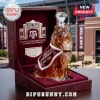 Texas A&M Aggie mascot glass decanter in maroon box with Kyle Field graphics and diamond-shaped crystal bottle stopper.!