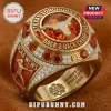 Texas Longhorns NCAA softball championship ring in gold with orange stones, a steer logo, and Back 2 Back Champions text.!