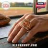 Texas Longhorns NCAA WCWS championship ring with amber stone, diamond accents, and text reading Back to Back Champions.!