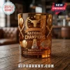 Amber glass whiskey tumbler featuring embossed 2026 Texas Longhorns NCAA Softball National Champions text and icons.!
