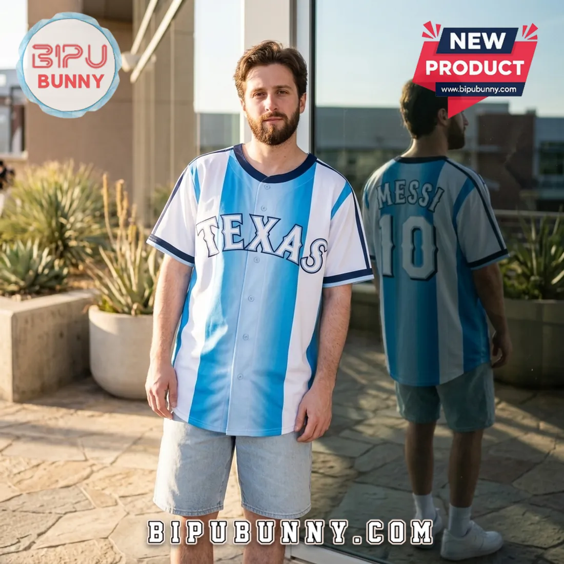 Texas Rangers Lionel Messi Argentina Albiceleste Baseball Jersey Texas Rangers Lionel Messi Argentina Albiceleste Baseball Jersey